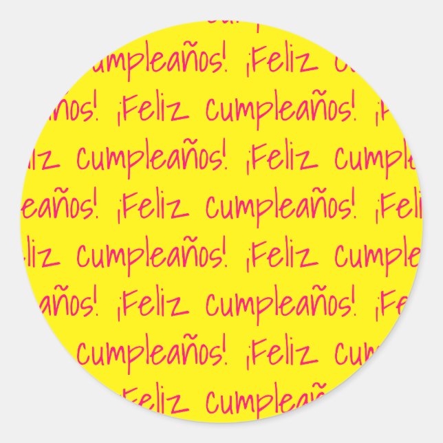 Feliz Cumpleaños Spanish Happy Birthday Fiesta Fun Runder Aufkleber (Vorderseite)