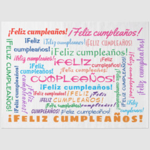 Feliz Cumpleaños Spanish Happy Birthday Word Cloud Seidenpapier