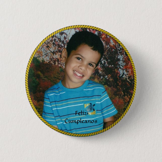 Feliz cumpleanos-Vorlage, bereit, zu personalisier Button (Vorderseite)