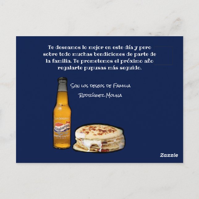 Feliz Cumpleaños zu el Comelón de Pupusas Postkarte (Rückseite)