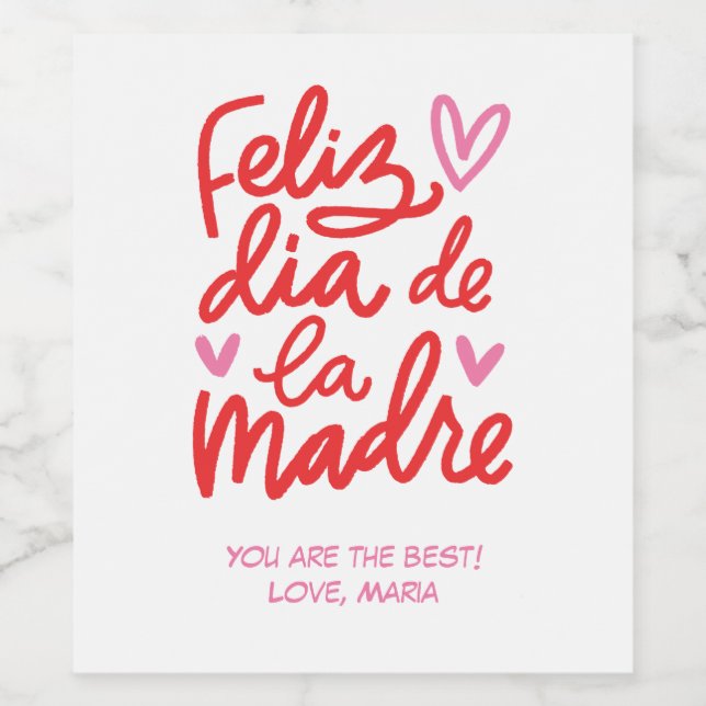 Feliz dia de la Madre Étiquettes de vin personnali (Étiquettes simples)