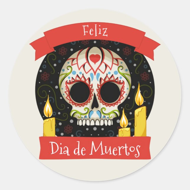 Feliz Dia de Muertos | Day of the Dead Runder Aufkleber (Vorderseite)
