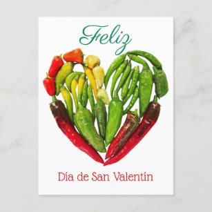 Feliz Dia De San Valentin Chili Paprikaschoten Her Postkarte