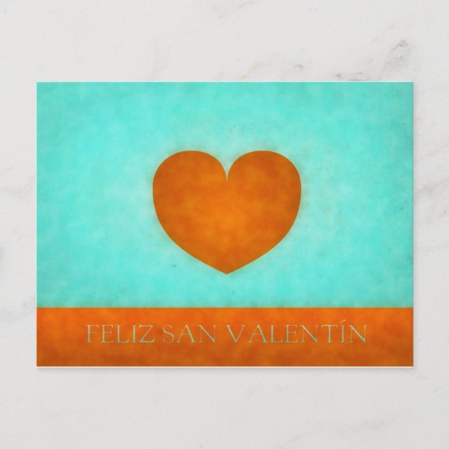 Feliz día de San Valentín. Postal Corazón Naranja. Postkarte (Vorderseite)