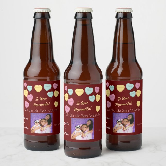 Felíz día de San Valentín Red Te Amo Mamacita Bierflaschenetikett (Flaschen)