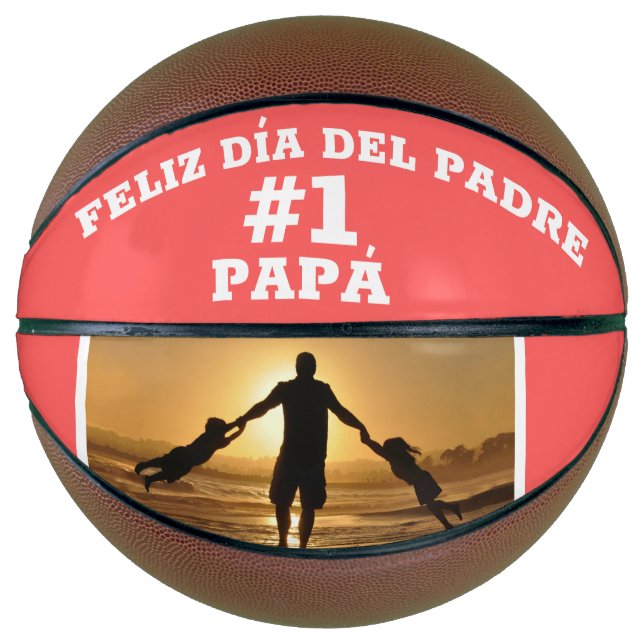 Feliz Dia Del Padre #1 Papa Custom Foto Basketball (Vorderseite)