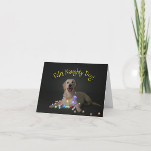 Feliz freche Hundeweihnachtskarte Feiertagskarte