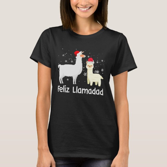Feliz Llamadad Santa Llama Fleece Navidad Alpaca C T-Shirt (Vorderseite)