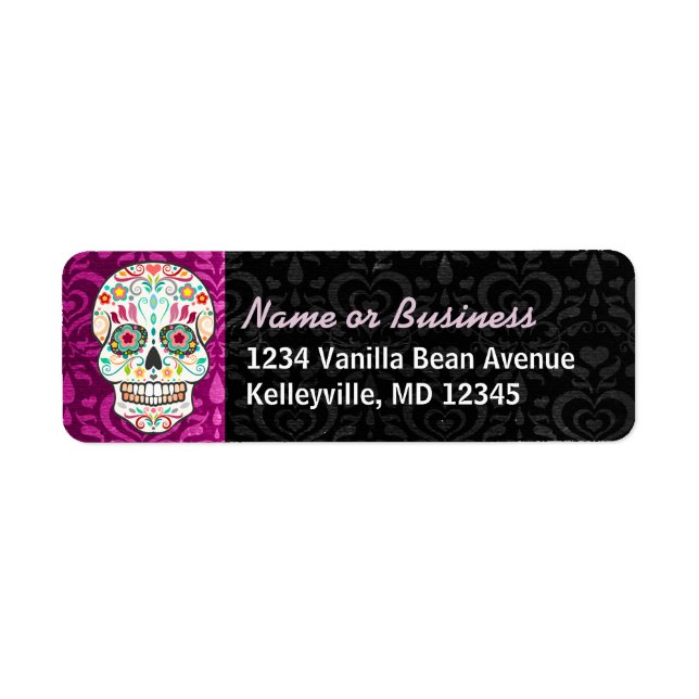Feliz Muertos - Custom Sugar Skull Address Labels (Vorne)