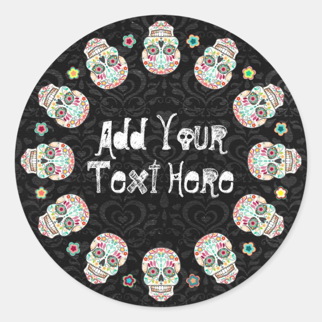 Feliz Muertos - Custom Sugar Skull Stickers (Vorderseite)