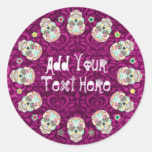 Feliz Muertos - Custom Sugar Skull Stickers (Vorderseite)