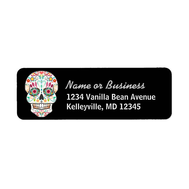 Feliz Muertos - Étiquettes de adresse du crâne suc (Devant)