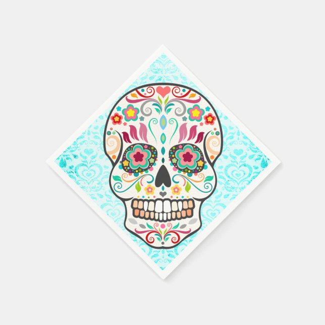 Feliz Muertos - Festival Sugtive Skull Paper Napki Serviette (Ecke)