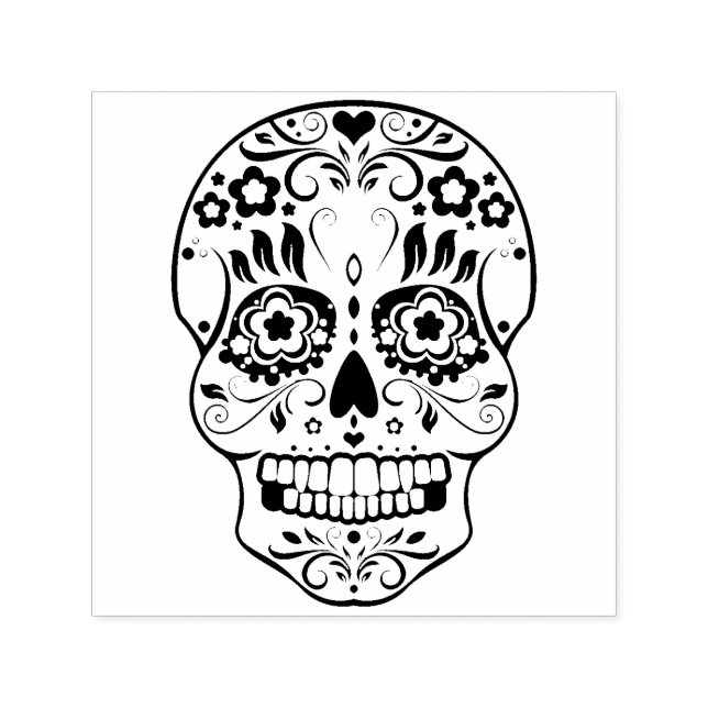 Feliz Muertos Festive Sugar Skull Self-Ink Briefma Permastempel (Design)