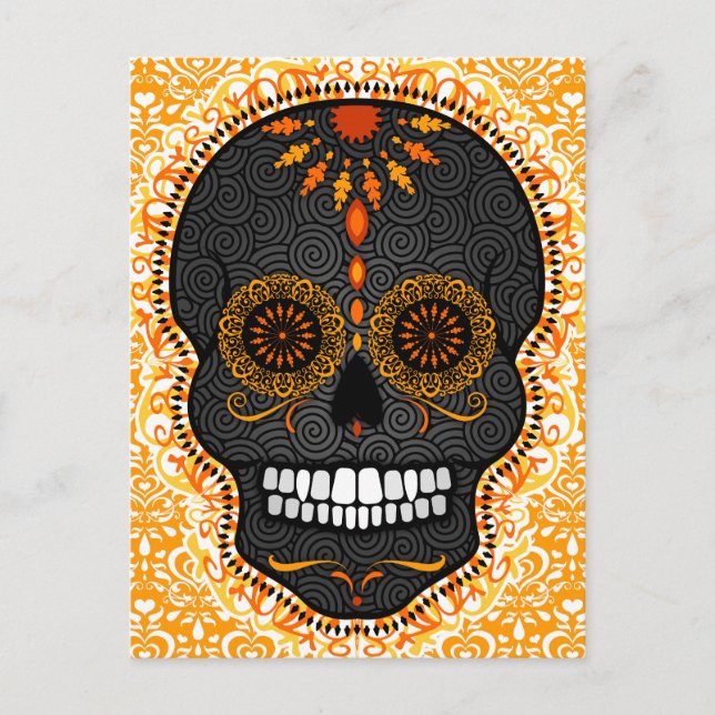 Feliz Muertos - Happy Sugar Skull Postcard Postkarte (Vorderseite)