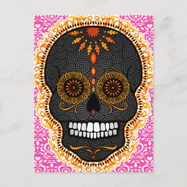 Feliz Muertos - Happy Sugar Skull Postcard Postkarte (Vorderseite)