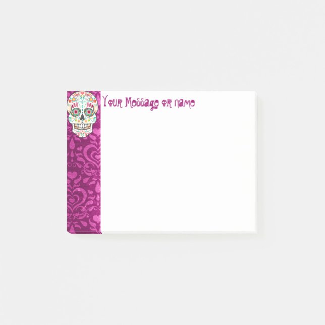 Feliz Muertos - kundenspezifische Zuckerschädel Post-it Klebezettel (Vorderseite)
