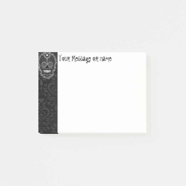 Feliz Muertos - kundenspezifische Zuckerschädel Post-it Klebezettel (Vorderseite)