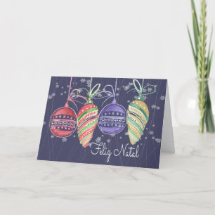 Feliz Natal Baubles Watercolor Feiertagskarte