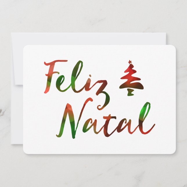 Feliz Natal bokeh Baumlichter Einladung (Vorderseite)