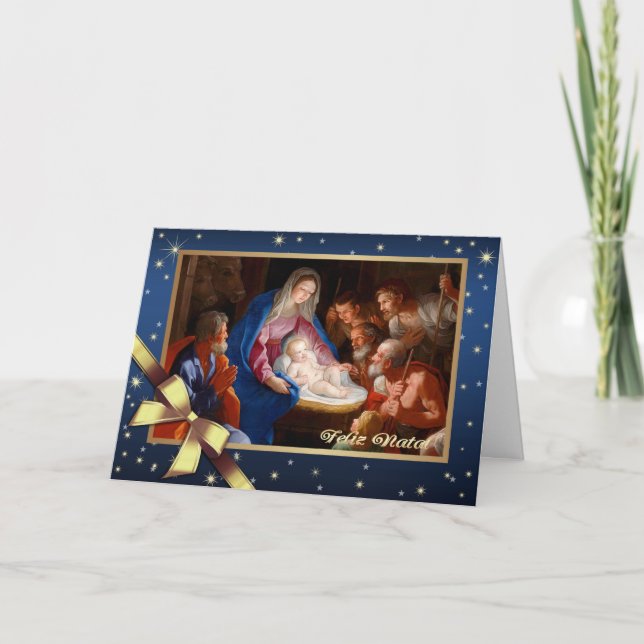 Feliz Natal. Carte de la crèche en portugais (Devant)