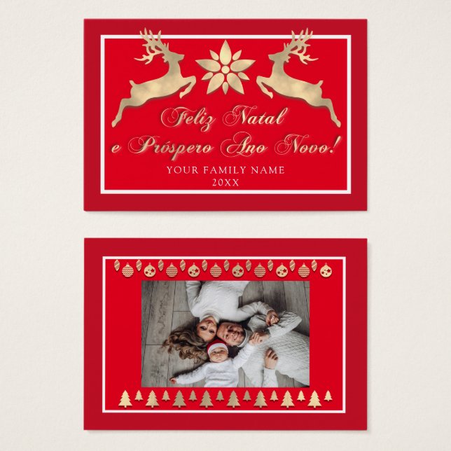 Feliz Natal e um Próspero Ano Novo Rustic Red Gold (Devant & derrière)