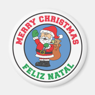 Feliz Natal Merry Christmas Santa Magnet