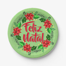 Feliz Natal Portugal Frohe Weihnachten 7" Pappteller