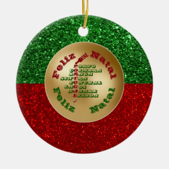 Feliz Natal Portugal Wine Lissabon Keramik Ornament (Vorne)
