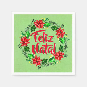 Feliz Natal Portugiesischer Weihnachtscocktail Serviette
