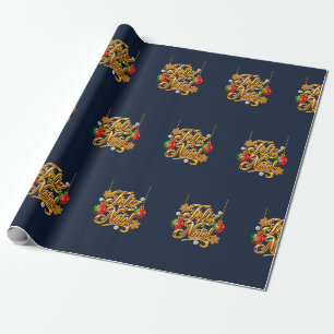 Feliz Natal Portugiesisches Gold Weihnachtspapier Geschenkpapier