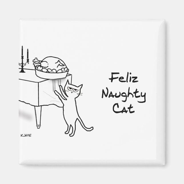 Feliz Naughty Cat - Funny Cat Christmas Magnet (Vorne)
