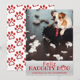 Feliz Naughty Chien Red Paws Animal Photo Carte de