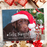 Feliz Naughty Dog Funny Personalisiert Pet Foto Feiertagspostkarte<br><div class="desc">Feliz Naughty Dog! Versenden Sie niedliche und lustige Urlaubstage mit dieser niedlichen personalisierten Haustier Foto Urlaubskarte. Frohe Weihnachtswünsche vom Hund mit niedlichen Pfotendrucken in einem lustigen modernen Foto-Design. Fügen Sie dem Hund das Foto oder das Foto Ihrer Familie hinzu und personalisieren Sie mit Familienname, Nachricht und Jahr. Diese Haustier-Urlaubskarte eignet...</div>