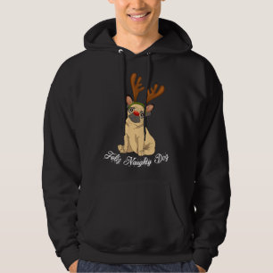Feliz Naughty Dogggy, lustiger Weihnachts-Mops-Hun Hoodie