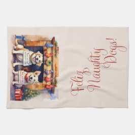 Feliz Naughty Hunde! Christmas Geschirrtuch