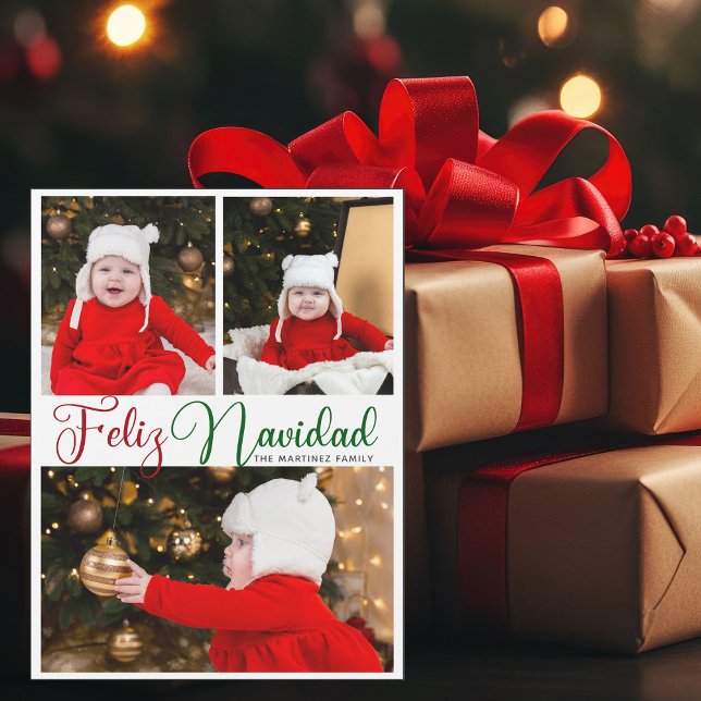 Feliz Navidad 3 Photo Carte Magnet de Noël (Créateur téléchargé)