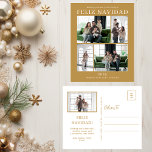 Feliz Navidad 5 Foto Feiertagspostkarte<br><div class="desc">Diese fantastische 5-Foto-Urlaubspostkarte mit "Feliz Navidad!" in einem modernen GAP-Schriftart und Ihrem Familiennamen und Jahr in einem gepflegten, traditionellen Schriftart in Weiß auf Gold ist ideal für den Versand an Ihre Familie und Freunde. Jeder wird Liebe bekommen neue Fotos Ihrer Familie! Die Urlaubsnachricht ist anpassbar.</div>