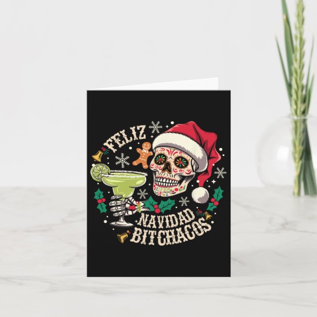 Feliz Navidad Achos Funny Skull Spanish Merry Chri Karte (Vorderseite)