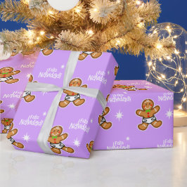 ¡Feliz Navidad! Baby Gingerbrot auf Lavender Geschenkpapier