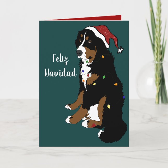 Feliz Navidad Bernese Mountain Dog Card Karte (Vorderseite)