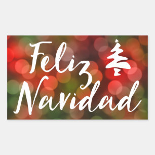 Feliz Navidad (Bokeh-Leuchten) Rechteckiger Aufkleber