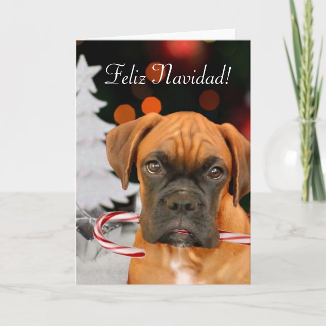 Feliz Navidad Boxer Chien carte de voeux (Devant)
