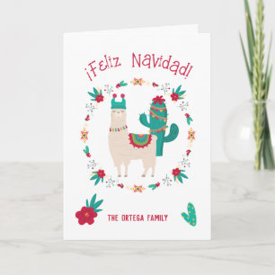 Feliz Navidad Bright und der festliche Llama Weihn Karte