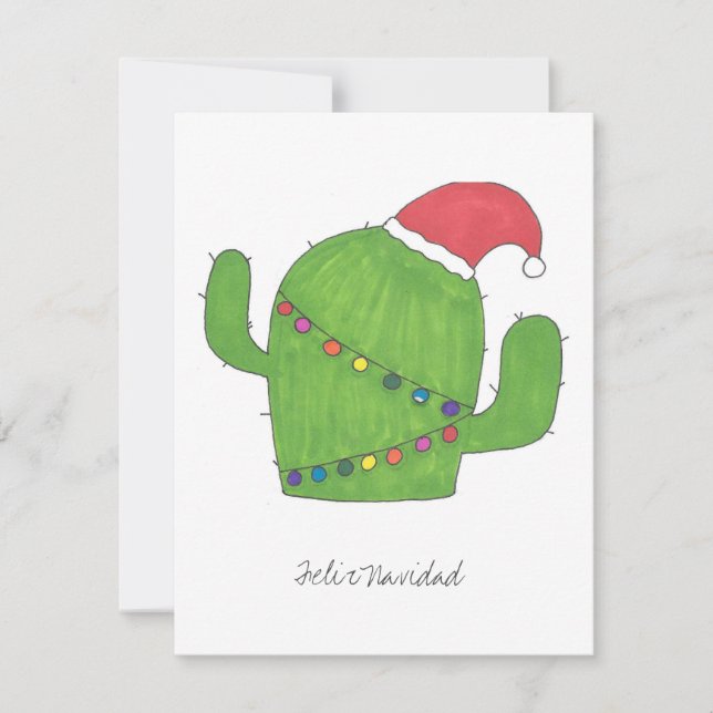 Feliz Navidad Cactus de Noël Carte Plate (Devant)
