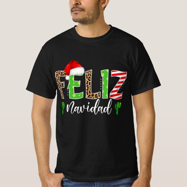 feliz navidad cactus spanisches Weihnachtsgeschenk T-Shirt (Vorderseite)