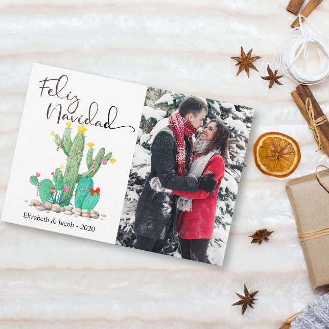 Feliz Navidad Cactus Succulent Foto Feiertagskarte (Von Creator hochgeladen)