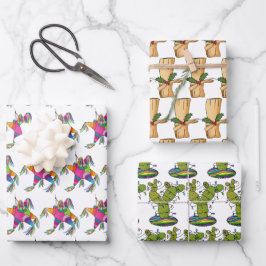 Feliz Navidad Cactus, Tamale & Piñata Geschenkpapier Set