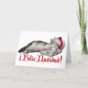 Feliz Navidad - Candy Cane Kitty Feiertagskarte