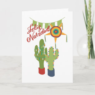 Feliz Navidad carte de vacances avec cactus décoré